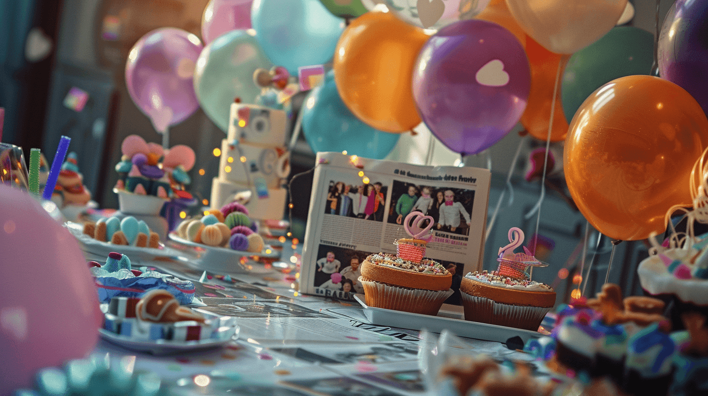 Journal d’anniversaire personnalisé lors d’une fête avec des cadeaux