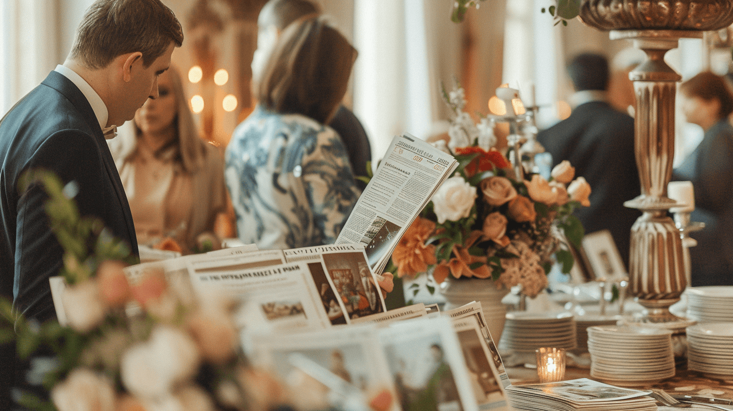 Fête de mariage avec un journal de mariage personnalisé