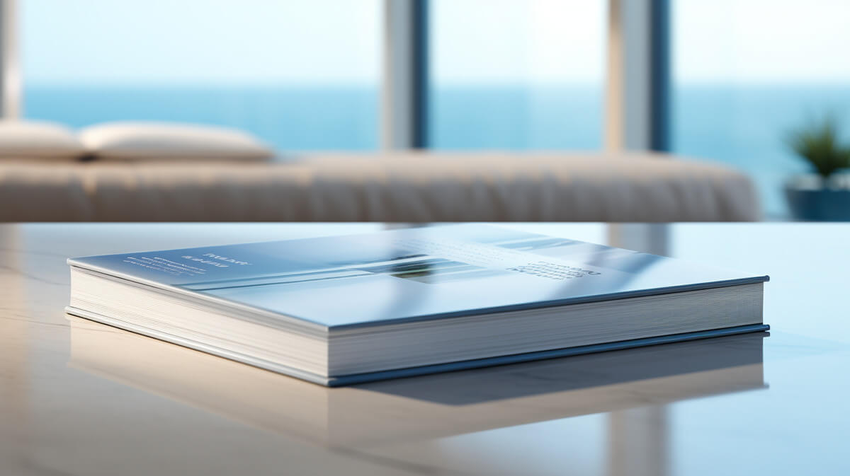 Une brochure professionnelle imprimée avec une couverture souple