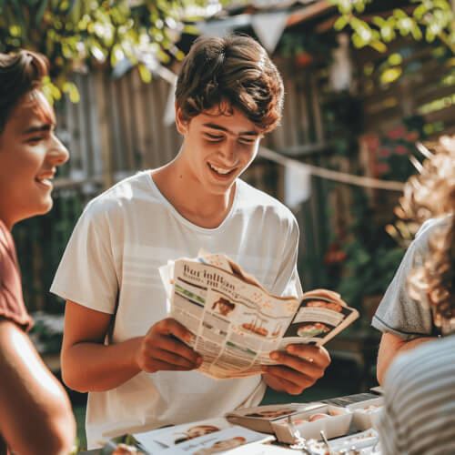 Un enfant heureux avec son journal d’anniversaire personnalisé