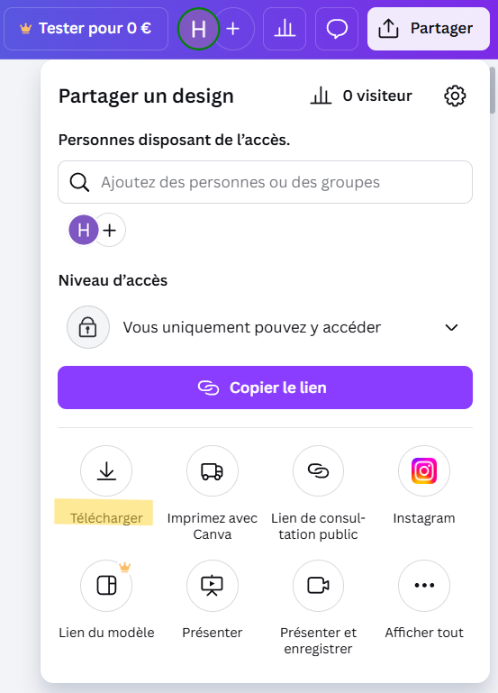 Configurer le paramètre de téléchargement du journal dans Canva