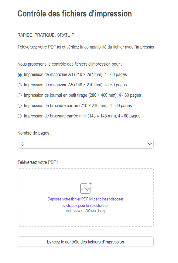 Lancer le contrôle des fichiers d'impression pour le journal