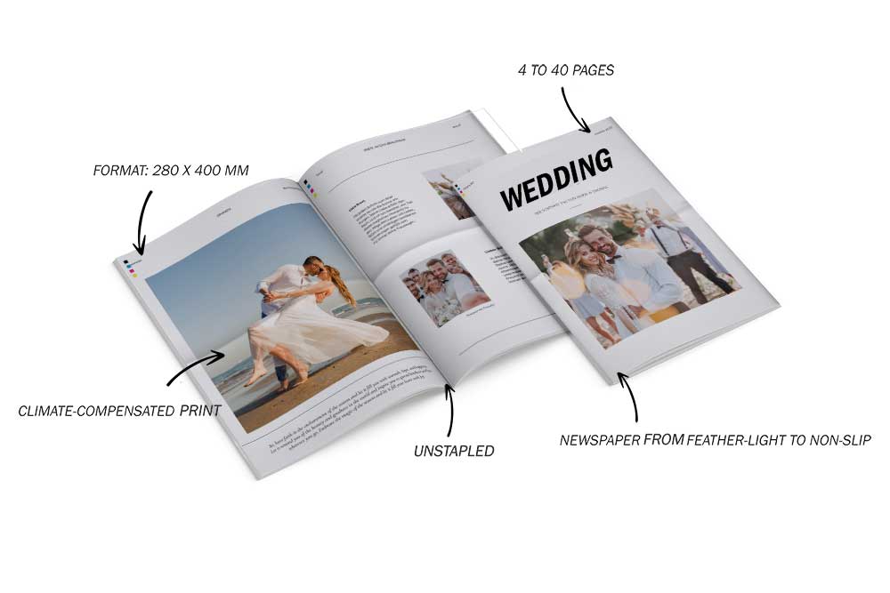 Format, papier et nombre de pages pour un journal de mariage en petite tirage